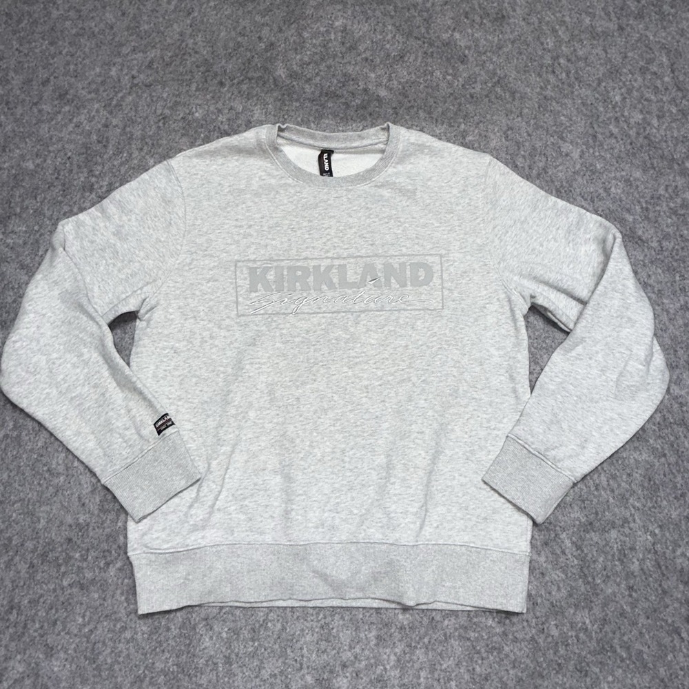 Kirkland Signature Logo Crewneck Costco Tonal Grey sweater Unisex Size M/L
